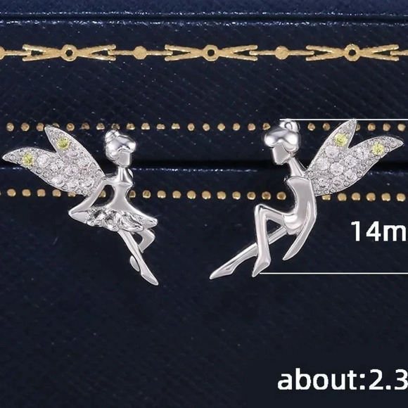 ✨Dainty White CZ Sweet Wing Fairies Stud Earrings for Women, GPMB1441 - Picture 1 of 5